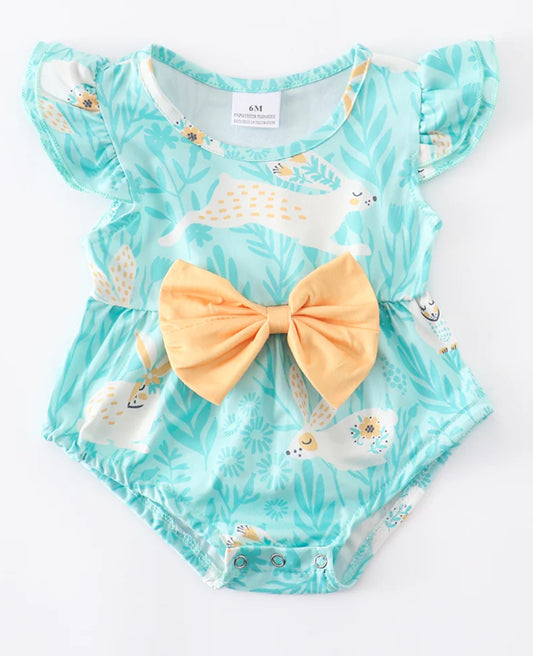 Blue Bunny Bow Romper