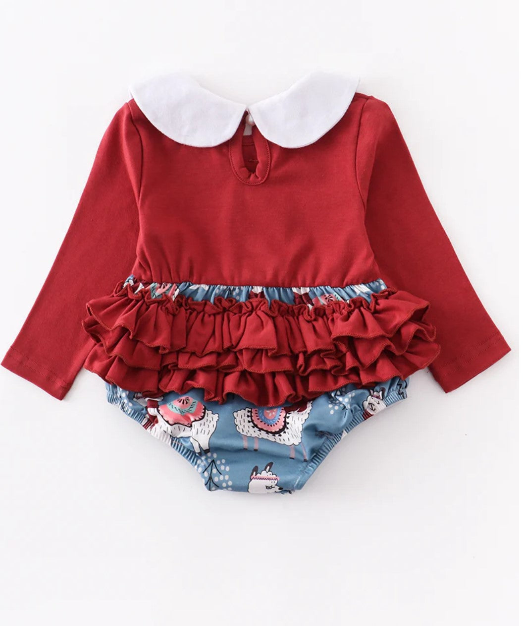 Maroon Alpaca Ruffle Romper