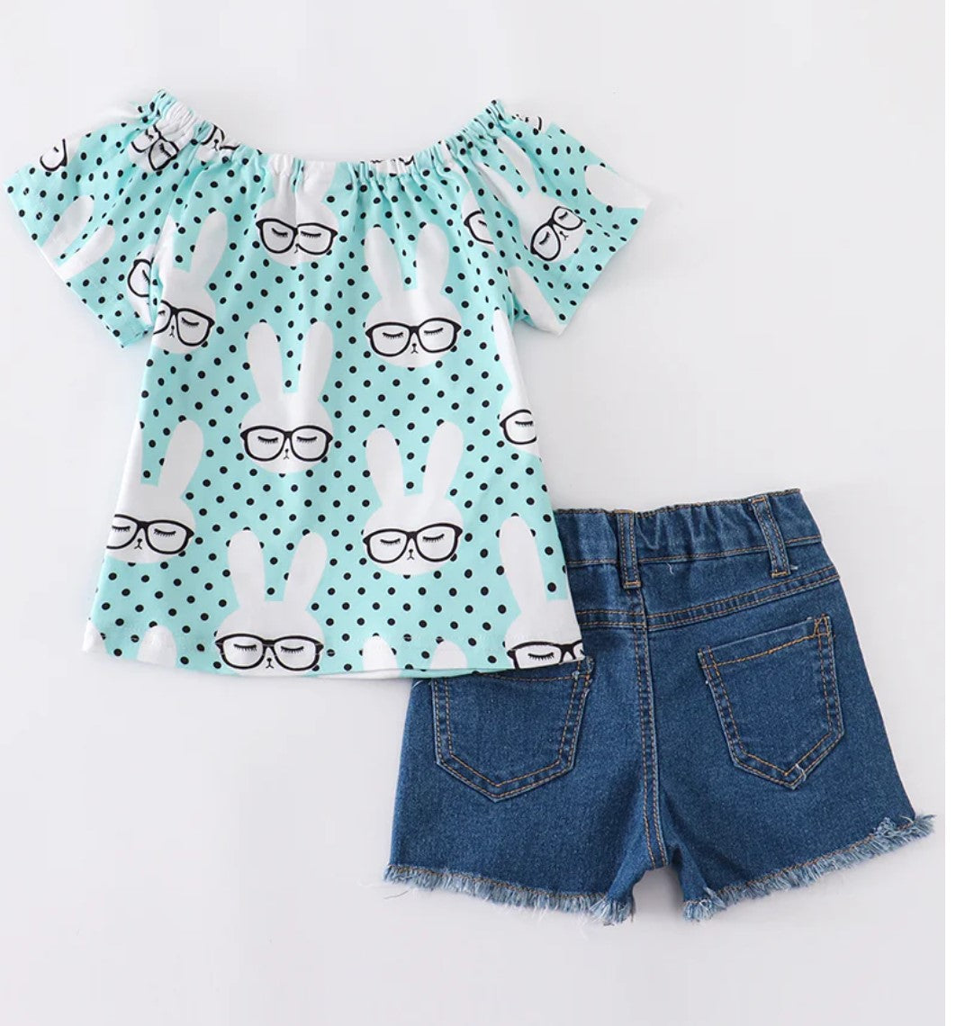 Mint Rabbit Short Set