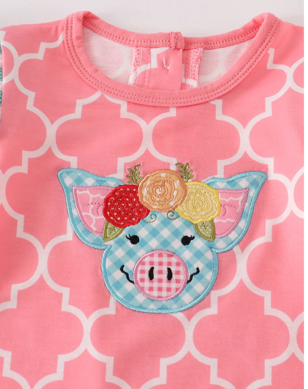 Pink Pig Bow Romper