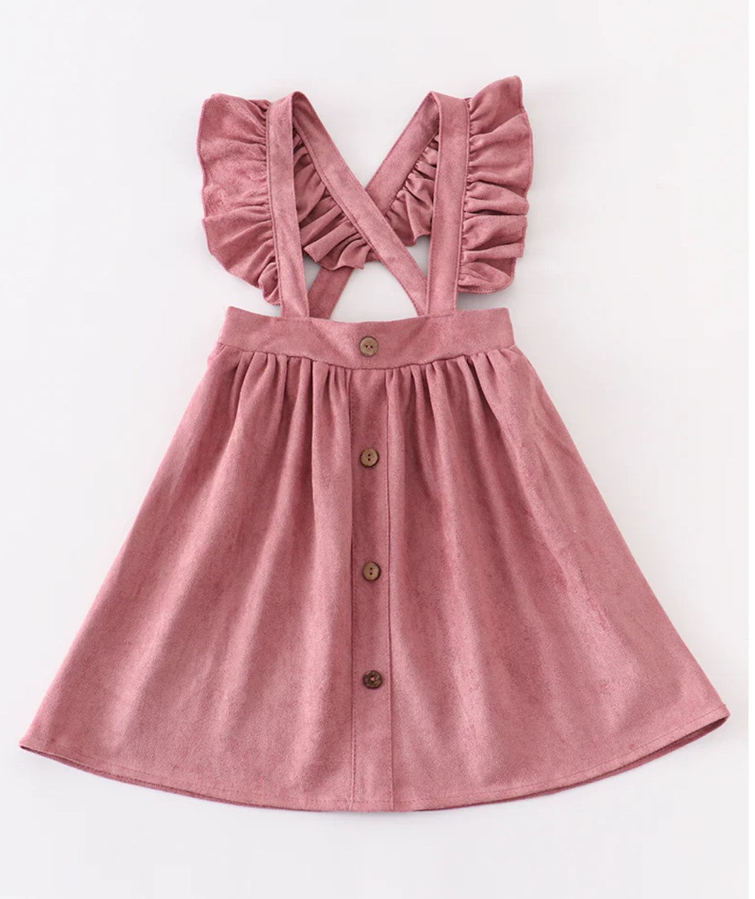 Suede Ruffle Suspender Dress - Purple