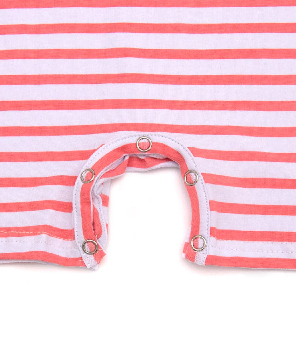 Coral Striped Sailboat Onesie