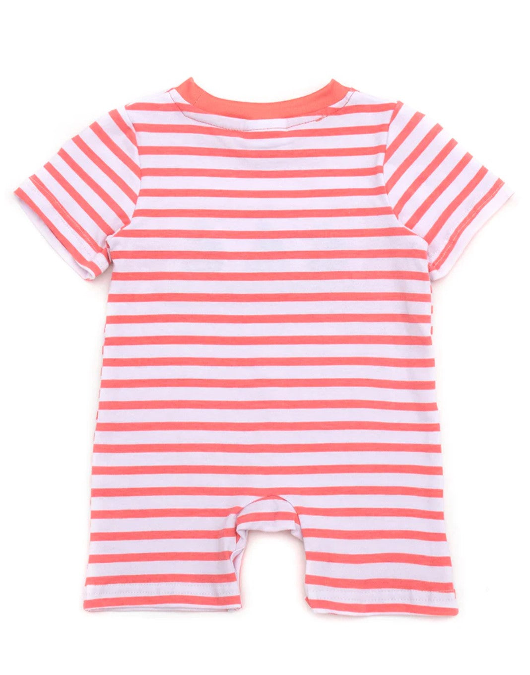 Coral Striped Sailboat Onesie